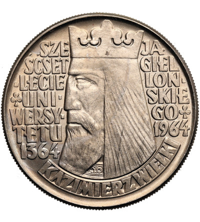 Polska, PRL (1952-1989). 10 złotych 1964, Kazimierz Wielki - napis wypukły