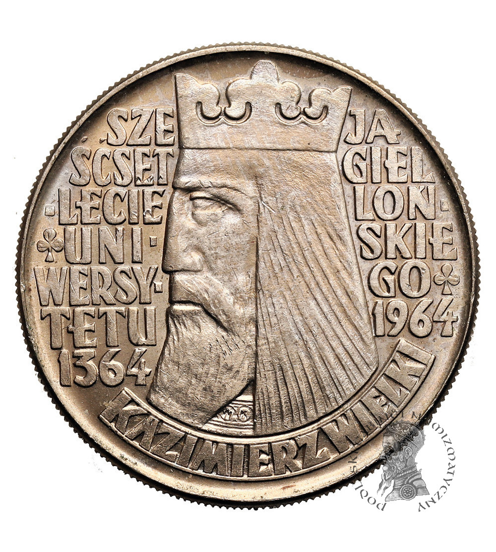 Polska, PRL (1952-1989). 10 złotych 1964, Kazimierz Wielki - napis wypukły