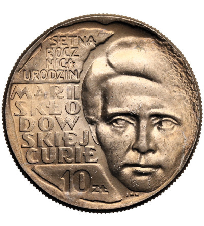 Poland, PRL (1952-1989). 10 Zlotys 1967, Maria Sklodowska-Curie