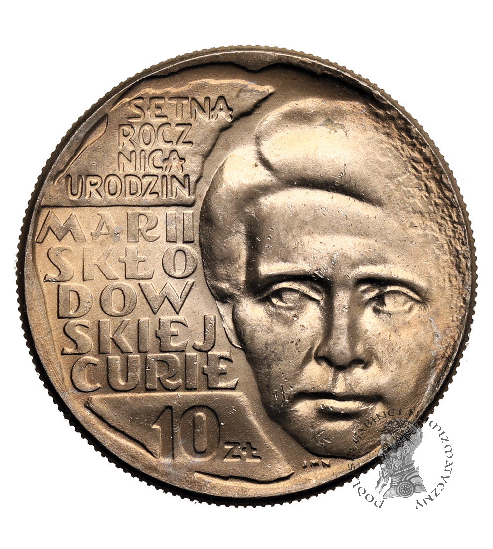 Poland, PRL (1952-1989). 10 Zlotys 1967, Maria Sklodowska-Curie
