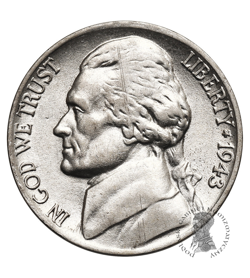 USA. 5 centów 1943 P, "Jefferson Wartime Nickel", Filadelfia