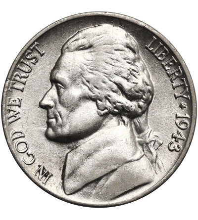 USA. 5 centów 1943 P, "Jefferson Wartime Nickel", Filadelfia