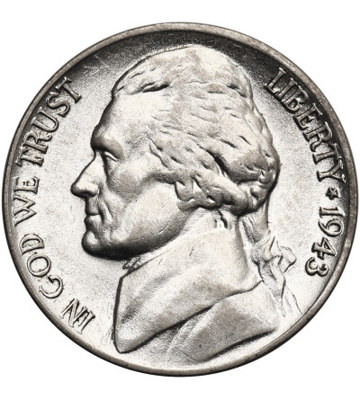 USA. 5 Cents 1943 P, “Jefferson Wartime Nickel”, Philadelphia