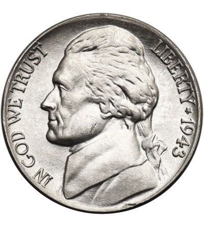 USA. 5 centów 1943 P, "Jefferson Wartime Nickel", Filadelfia