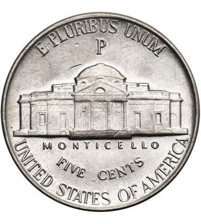 USA. 5 Cents 1943 P, “Jefferson Wartime Nickel”, Philadelphia