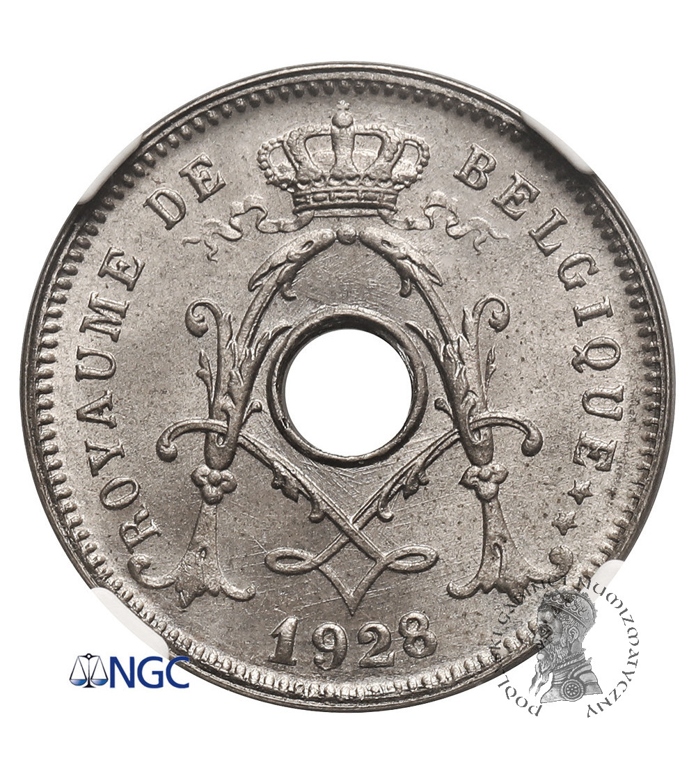 Belgia, Albert I (1909-1934). 5 Centimes 1928, BELGIQUE - NGC MS 65
