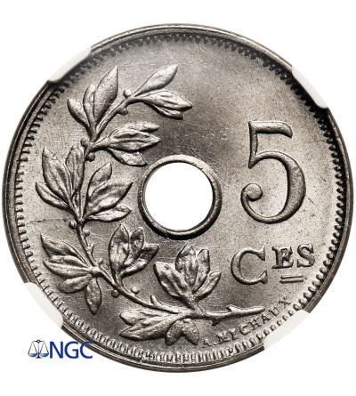 Belgium, Albert I (1909-1934). 5 Centimes 1928, BELGIQUE - NGC MS 65