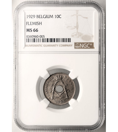 Belgium, Albert I (1909-1934). 10 Centimes 1929, BELGIE - NGC MS 66