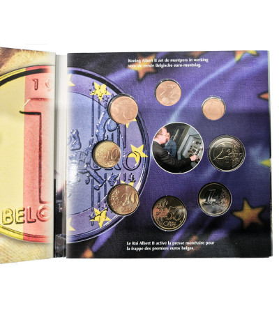 Belgia, Bruksela. Oficjalny zestaw menniczy "Adieu Frank, Welkom Euro" ("Pożegnanie Franka i Powitanie Euro”) z 2002 r.