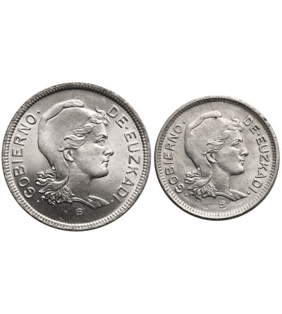 Hiszpania, Kraj Basków - Euzkadi. Hiszpańska Wojna Domowa (1936-1939). Zestaw  1 i 2 Pesetas 1937