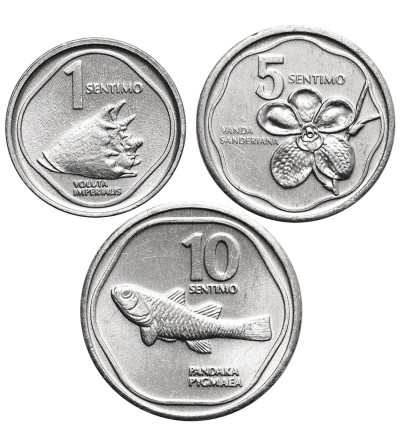 Philippines. Set of 1, 5, and 10 Sentimo 1983, 3 pcs, Series: Flora and Fauna