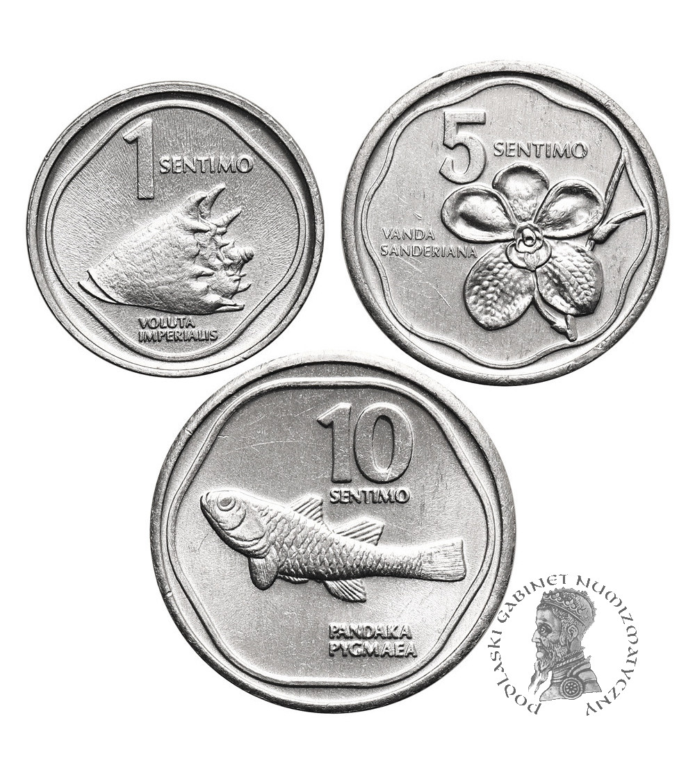 Philippines. Set of 1, 5, and 10 Sentimo 1983, 3 pcs, Series: Flora and Fauna