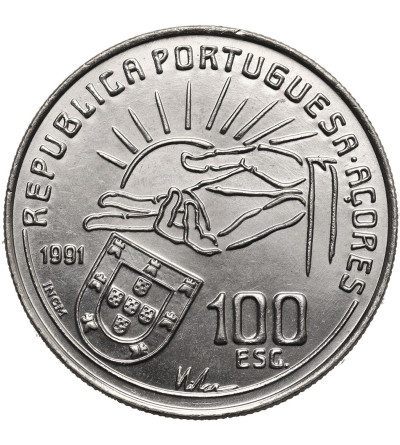 Azores. 100 Escudos 1991, 100th Anniversary of the Death of Poet Antero de Quental
