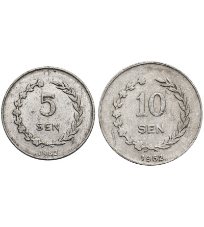 Indonezja, Irian Barat. Zestaw 5 i 10 Sen 1962, Ahmad Sukarno - gładkie obrzeże