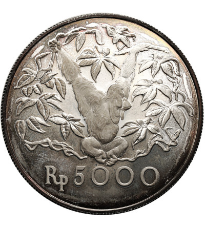 Indonezja. 5000 rupii 1974, Orangutan (pongo pygmaeus Pongidae), seria: Ochrona Przyrody - Proof