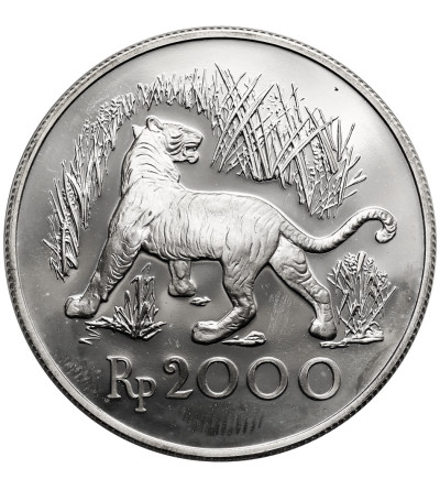 Indonesia. 2000 Rupiah 1974, Javan tiger (Panthera tigris sondaica), series: Nature Conservation - Proof