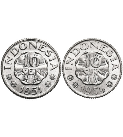 Indonezja. Zestaw 10 Sen 1951 i 1954 - 2 sztuki