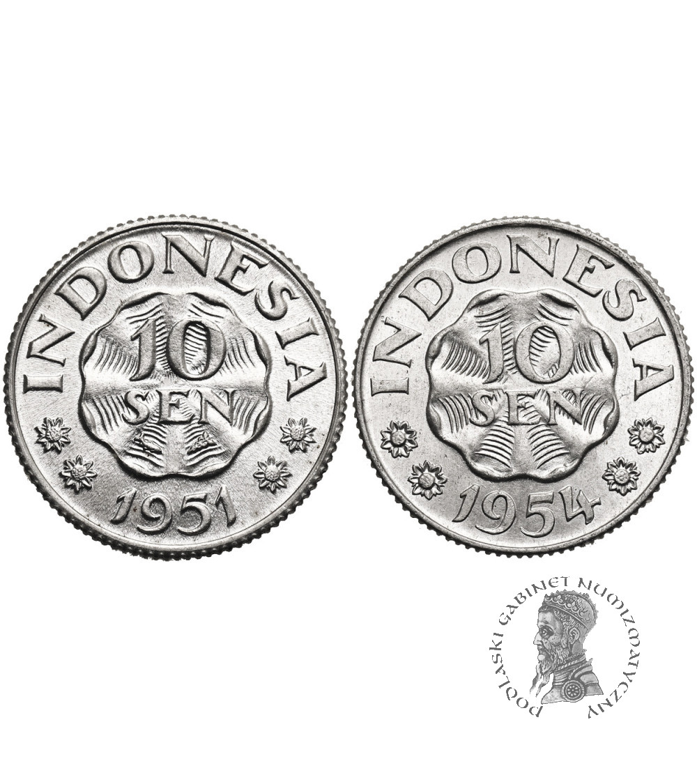 Indonezja. Zestaw 10 Sen 1951 i 1954 - 2 sztuki