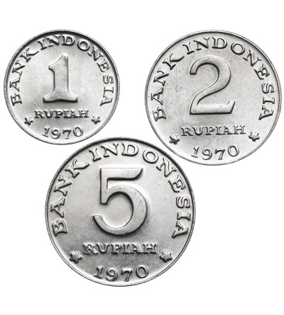 Indonezja. Zestaw 1, 2 i 5 rupii 1970 - 3 sztuki