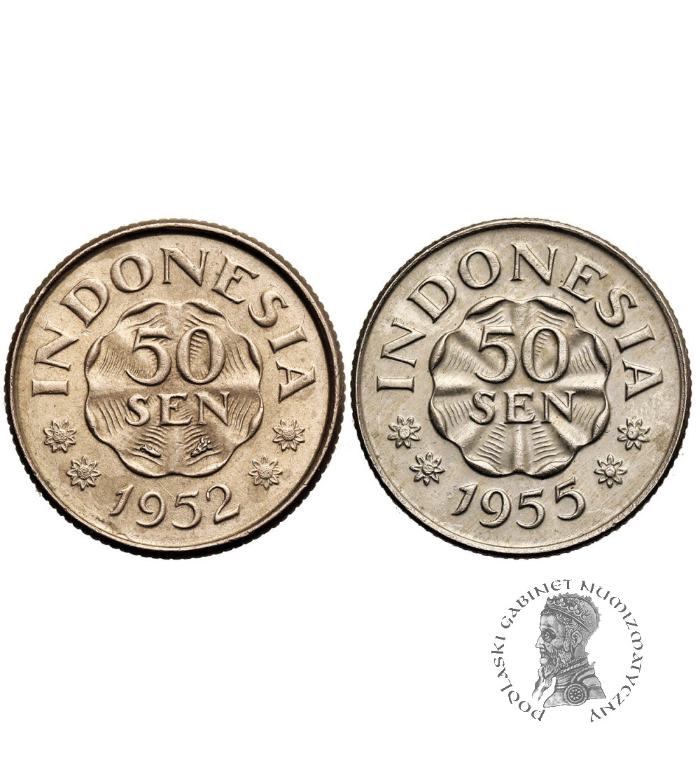 Indonezja. Zestaw 50 Sen 1952 i 1955 - 2 sztuki