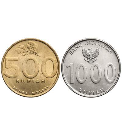 Indonezja. Zestaw 500 rupii 2001 i 1000 rupii 2010
