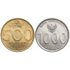 Indonesia. Set of 500 Rupiah 2001 and 1000 Rupiah 2010