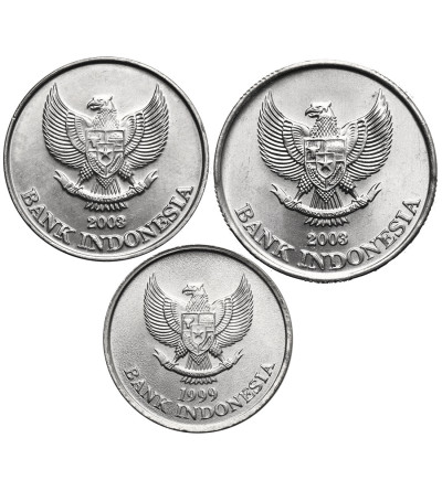 Indonezja. Zestaw 100 rupii 1999, 200 rupii 2003 i 500 rupii 2003