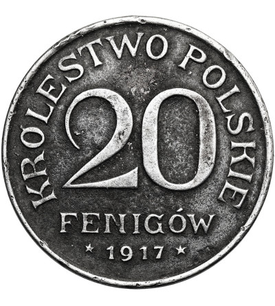 Kingdom of Poland (1917-1918). 20 Pfennig 1917 FF, Stuttgart mint