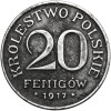 Królestwo Polskie (1917-1918). 20 fenigów 1917 FF, Stuttgart