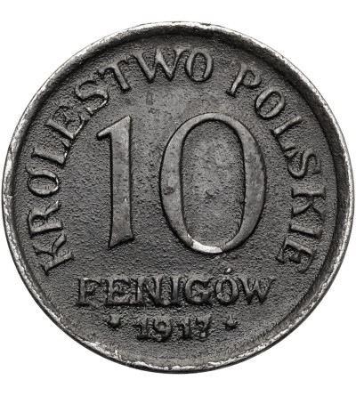 Kingdom of Poland (1917-1918), WWI German Occupation. 10 Pfennig 1917 FF, Stuttgart
