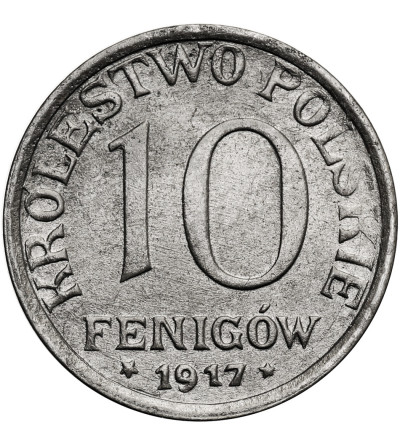 Królestwo Polskie (1917-1918). 10 fenigów 1917 FF, Stuttgart - napis blisko obrzeża