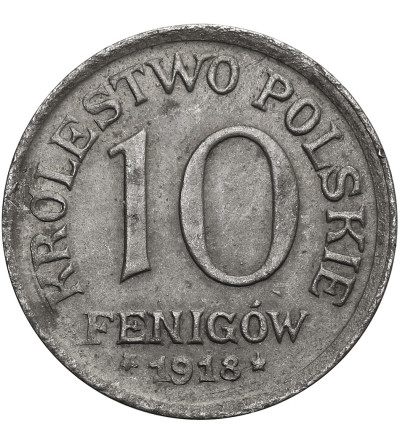 Kingdom of Poland (1917-1918), WWI German Occupation. 10 Pfennig 1918 FF, Stuttgart