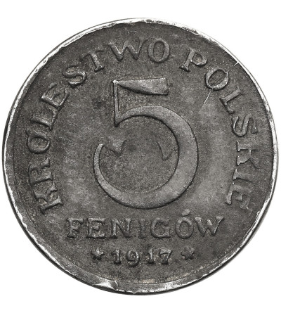 Królestwo Polskie (1917-1918). 5 fenigów 1917 FF, Stuttgart