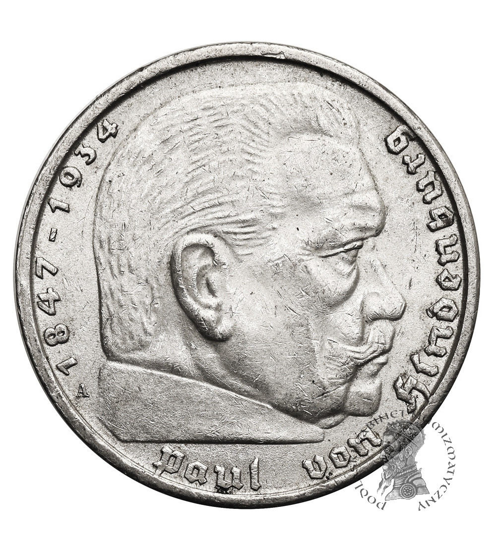 Niemcy, III Rzesza (1933-1945). 5 marek 1938 A, Berlin, Paul von Hindenburg