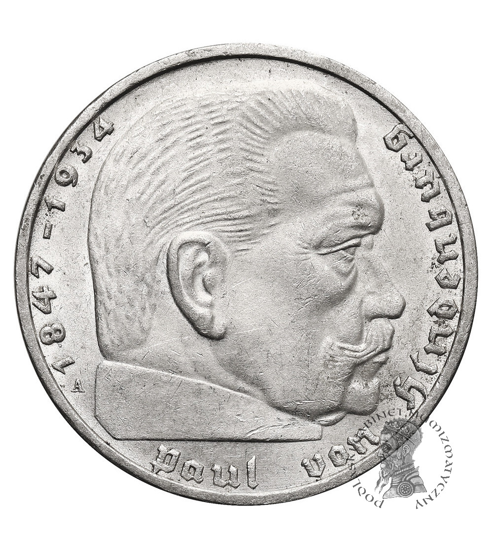 Germany, Third Reich (1933–1945). 2 Mark 1937 A, Berlin, Paul von Hindenburg