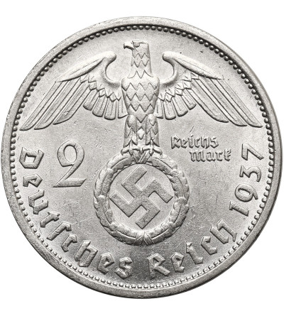 Germany, Third Reich (1933–1945). 2 Mark 1937 F, Stuttgart, Paul von Hindenburg