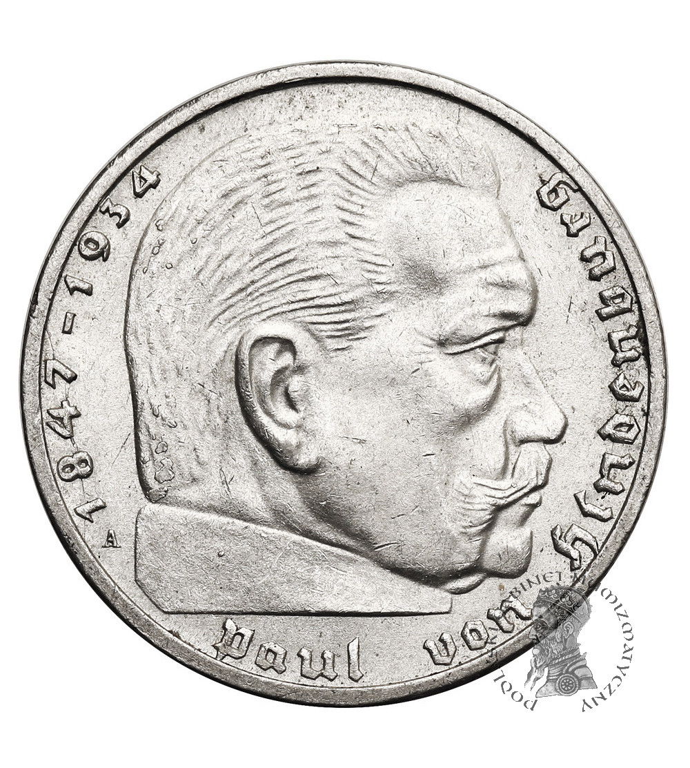 Germany, Third Reich (1933–1945). 2 Mark 1939 A, Berlin, Paul von Hindenburg