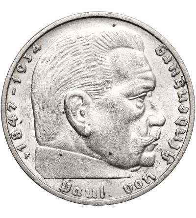 Niemcy, III Rzesza (1933-1945). 2 marki 1939 F, Stuttgart, Paul von Hindenburg