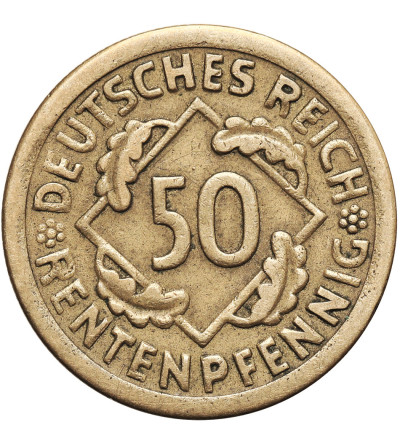 Weimar, Republika Weimarska 1919-1933.  50 Rentenpfennig 1924 F, Stuttgart