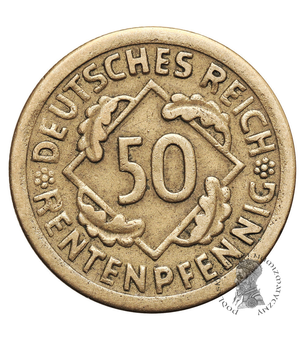 Weimar, Republika Weimarska 1919-1933.  50 Rentenpfennig 1924 F, Stuttgart