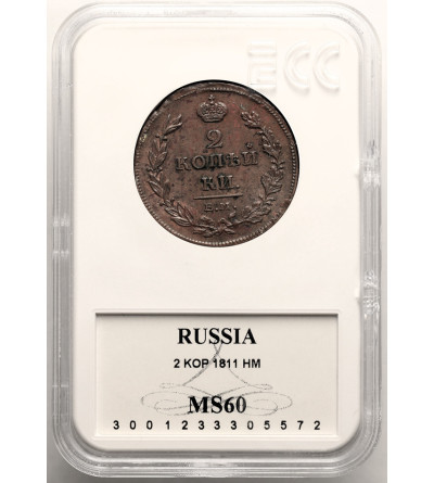 Russia, Alexander I 1801-1825. 2 Kopeks 1811 EM-HM, Ekaterinburg - GCN MS 60