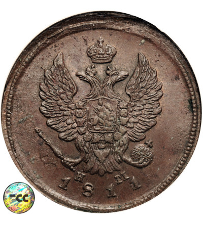 Rosja, Aleksander I 1801-1825. 2 kopiejki 1811 EM-HM, Jekaterinburg - GCN MS 60