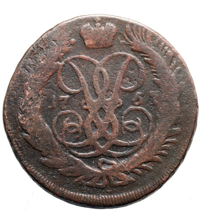Russia, Elizabeth 1741-1762. 2 Kopeks 1757, overstruck on 1 Kopek 1755-1757 СПБ