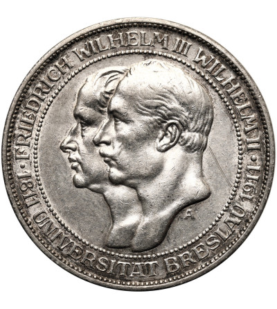 Germany, Prussia (Preussen), William II (1888-1918). 3 Mark 1911 A, 100th Anniversary of the University of Breslau