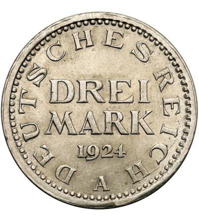 Germany, Weimar Republic (1918–1933). 3 Marks 1924 A, Berlin