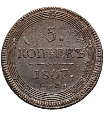 Rosja, Aleksander I 1801-1825. 5 kopiejek 1807 EM, Jekaterinburg