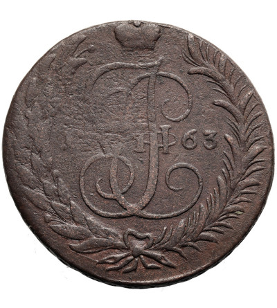 Rosja, Katarzyna II 1762-1796. 5 kopiejek 1763 CM, Sestroretsk