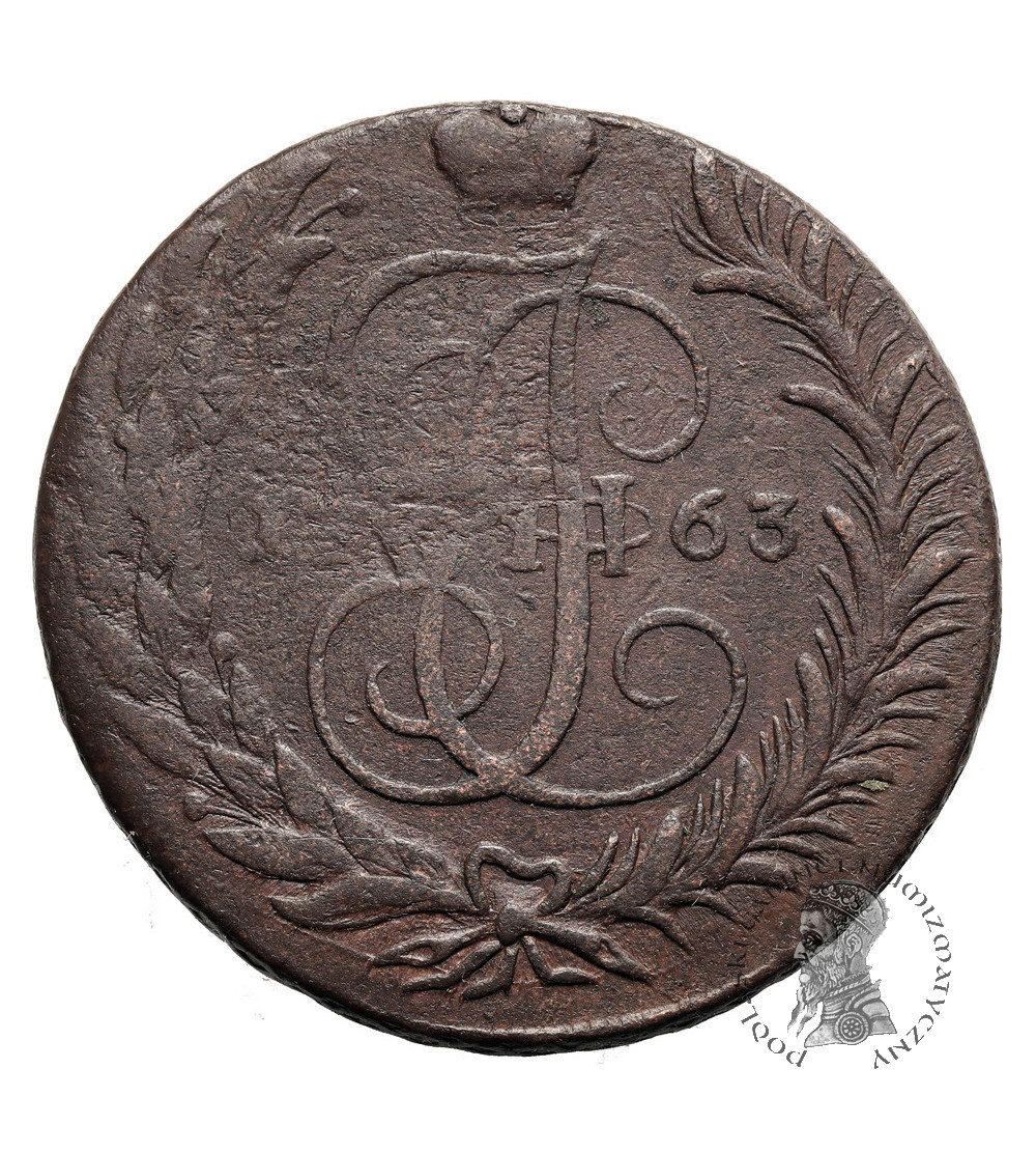 Rosja, Katarzyna II 1762-1796. 5 kopiejek 1763 CM, Sestroretsk