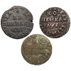 Russia, Peter I The Great 1699-1725. Set 3 x 1 Kopek 1705 MД, 1711 KД, 1715 KД, Moscow Mint
