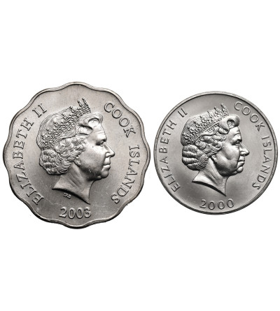 Wyspy Cooka, Elżbieta II (1952-2022). Zestaw 5 centów 2000 i 1 dolar 2003